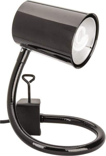 Made in USA - 24 Inch, Gooseneck, Coupler Mounted, Compact Fluorescent, Black, General Purpose Task Light - 23 Watt, 120 Volt, Nonmagnifying - All Tool & Supply