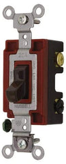 Hubbell Wiring Device-Kellems - 3 Pole, 120 to 277 VAC, 15 Amp, Industrial Grade, Toggle, Wall and Dimmer Light Switch - 1-5/16 Inch Wide x 4-1/16 Inch High - All Tool & Supply