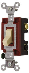 Hubbell Wiring Device-Kellems - 3 Pole, 120 to 277 VAC, 15 Amp, Industrial Grade, Toggle, Wall and Dimmer Light Switch - 1-5/16 Inch Wide x 4-1/16 Inch High - All Tool & Supply