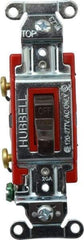 Hubbell Wiring Device-Kellems - 2 Pole, 120 to 277 VAC, 20 Amp, Industrial Grade, Toggle, Wall and Dimmer Light Switch - 1-5/16 Inch Wide x 4-1/16 Inch High - All Tool & Supply