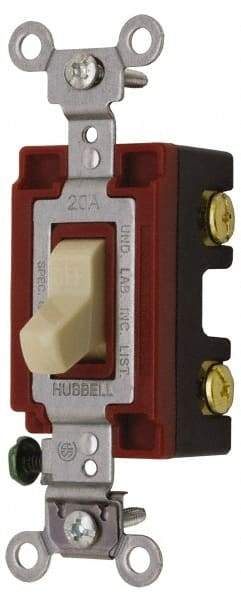 Hubbell Wiring Device-Kellems - 2 Pole, 120 to 277 VAC, 20 Amp, Industrial Grade, Toggle, Wall and Dimmer Light Switch - 1-5/16 Inch Wide x 4-1/16 Inch High - All Tool & Supply