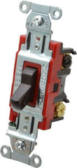 Hubbell Wiring Device-Kellems - 3 Pole, 120 to 277 VAC, 20 Amp, Industrial Grade, Toggle, Wall and Dimmer Light Switch - 1-5/16 Inch Wide x 4-1/16 Inch High - All Tool & Supply