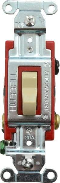 Hubbell Wiring Device-Kellems - 3 Pole, 120 to 277 VAC, 20 Amp, Industrial Grade, Toggle, Wall and Dimmer Light Switch - 1-5/16 Inch Wide x 4-1/16 Inch High - All Tool & Supply