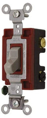 Hubbell Wiring Device-Kellems - 4 Pole, 120 to 277 VAC, 20 Amp, Industrial Grade, Toggle, Wall and Dimmer Light Switch - 1-5/16 Inch Wide x 4-1/16 Inch High - All Tool & Supply