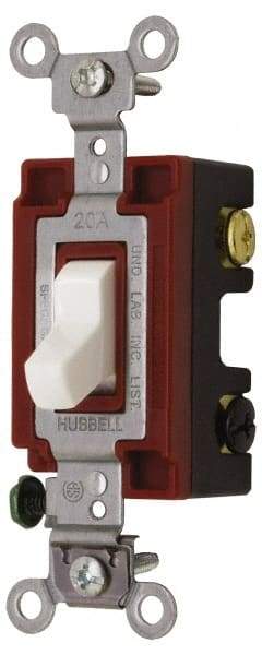 Hubbell Wiring Device-Kellems - 4 Pole, 120 to 277 VAC, 20 Amp, Industrial Grade, Toggle, Wall and Dimmer Light Switch - 1-5/16 Inch Wide x 4-1/16 Inch High - All Tool & Supply