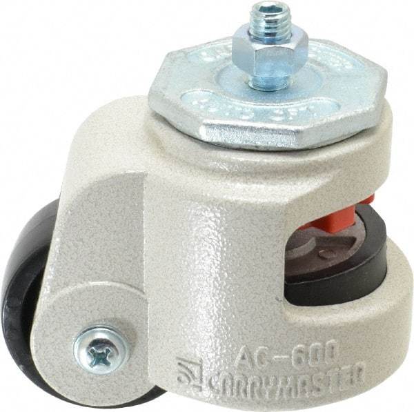 Sunnex - 1-1/8" Wide, Nylon Swivel Caster - 600 Lb Capacity, Threaded Stem Mount, 3.54" x 3.54" Plate, Ball Bearing - All Tool & Supply