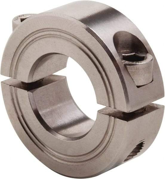 Climax Metal Products - 23mm Bore, Stainless Steel, Two Piece Clamp Collar - 1-7/8" Outside Diam - All Tool & Supply
