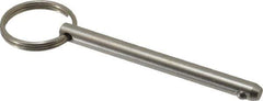 Gibraltar - 1/4" Pin Diam, 2-3/4" Long, Zinc Plated Stainless Steel Ball Lock Hitch Pin - 2-1/2" Usable Length - All Tool & Supply