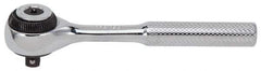 Proto - 1/4" Drive Round Head Standard Ratchet - Chrome Finish, 4-1/2" OAL, 72 Gear Teeth, Standard Knurled Handle, Standard Head - All Tool & Supply