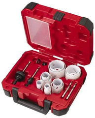 Milwaukee Tool - 15 Piece, 3/4" to 2-1/2" Saw Diam, General Purpose Hole Saw Kit - Bi-Metal, Toothed Edge, Pilot Drill Model No. 49-56-8010, Includes 11 Hole Saws - All Tool & Supply