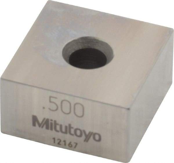 Mitutoyo - 0.5" Square Steel Gage Block - Accuracy Grade 0, Includes Certificate of Inspection - All Tool & Supply