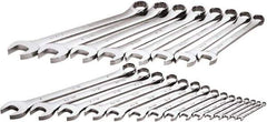 SK - 23 Piece, 1/4" to 1-1/2", 12 Point Combination Wrench Set - Inch Measurement Standard, Chrome Finish, Comes in Rack - All Tool & Supply