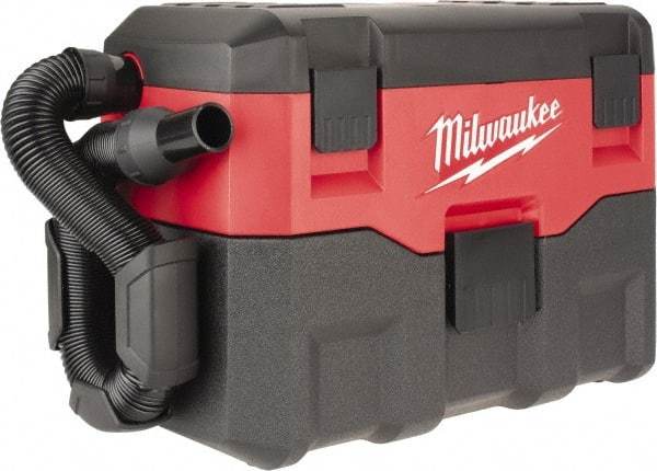 Milwaukee Tool - 2 Gal Plastic Tank, Battery Powered Portable Wet/Dry Vacuum - 18 Volt, 6' Hose Fitting, Cordless, Cleanstream Washable Wet/Dry, Accessories Included - All Tool & Supply