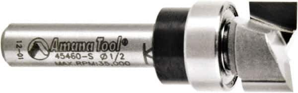 Amana Tool - 1/2" Cut Diam, 1/4" Length of Cut, 2 Flute Pattern-Cutting Edge Profile Router Bit - Solid Carbide, 1/4" Shank Diam, 1-5/8" OAL, Uncoated - All Tool & Supply