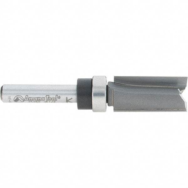 Amana Tool - 1/2" Cut Diam, 1" Length of Cut, 2 Flute Pattern-Cutting Edge Profile Router Bit - Carbide-Tipped, 1/4" Shank Diam, 2-1/2" OAL, Uncoated - All Tool & Supply