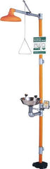 PRO-SAFE - 1-1/4" Inlet, 20 GPM shower Flow, Drench shower & Eyewash Station - Bowl, Triangular Pull Rod & Push Flag Activated, Galvanized Steel Pipe, Plastic Shower Head, 0.4 GPM Bowl Flow, Corrosion Resistant, Top or Mid Supply - All Tool & Supply