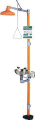 PRO-SAFE - 1-1/4" Inlet, 20 GPM shower Flow, Drench shower, Eye & Face Wash Station - Bowl, Triangular Pull Rod & Push Flag Activated, Galvanized Steel Pipe, Plastic Shower Head, 3 GPM Bowl Flow, Corrosion Resistant, Top or Mid Supply - All Tool & Supply