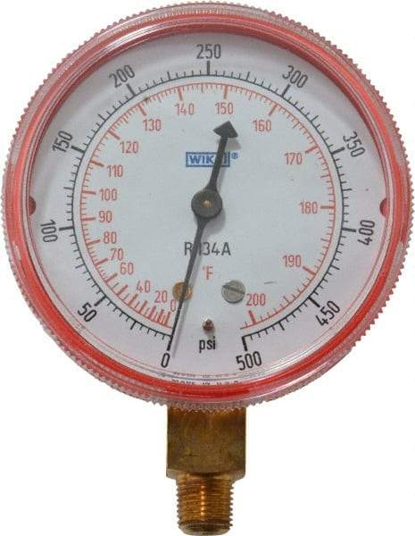 Wika - 2-1/2" Dial, 1/8 Thread, 0-500 Scale Range, Pressure Gauge - Lower Connection Mount, Accurate to 1-2-5% of Scale - All Tool & Supply