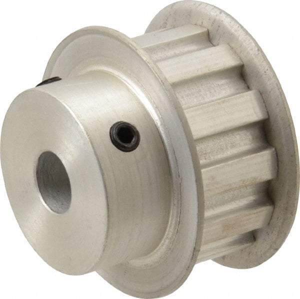 Power Drive - 12 Tooth, 3/8" Inside x 1.402" Outside Diam, Hub & Flange Timing Belt Pulley - 1/2" Belt Width, 1.432" Pitch Diam, 0.719" Face Width, Aluminum - All Tool & Supply