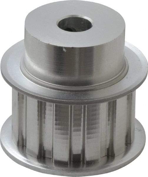 Power Drive - 12 Tooth, 3/8" Inside x 1.402" Outside Diam, Hub & Flange Timing Belt Pulley - 3/4" Belt Width, 1.432" Pitch Diam, 1" Face Width, Aluminum - All Tool & Supply