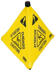 Rubbermaid - Caution, 21" Wide x 20" High, Plastic Floor Sign - POP-UP, Black on Yellow, For Accident Prevention - All Tool & Supply