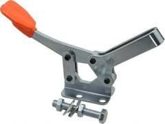 Lapeer - 400 Lb Holding Capacity, Horizontal Handle, Manual Hold Down Toggle Clamp - 85° Handle Movement, 95° Bar Opening, U-Bar, Flanged Base, Carbon Steel - All Tool & Supply