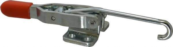 Lapeer - 200 Lb Capacity, Horizontal, J Hook, Flanged Base, Carbon Steel Pull Action Latch Clamp - 2-3/8" Drawing Movement, 5-11/16" OAL, Straight Handle - All Tool & Supply