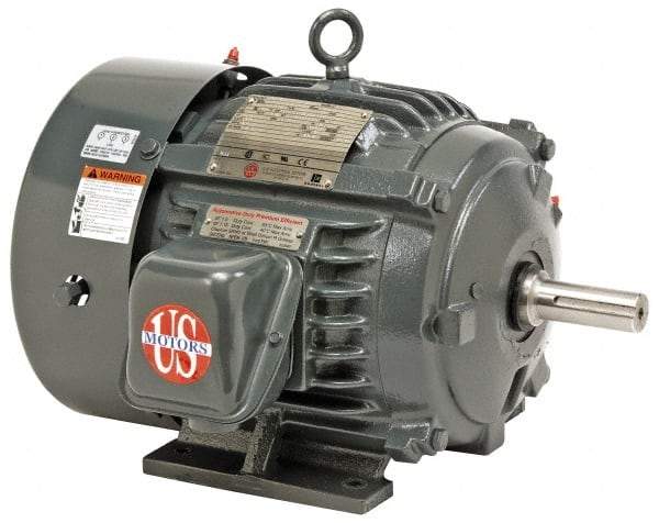 US Motors - 60 hp, TEFC Enclosure, No Thermal Protection, 1,185 RPM, 460 Volt, 60 Hz, Three Phase Premium Efficient Motor - Size 444 Frame, Rigid Mount, 1 Speed, Ball Bearings, 69 Full Load Amps, F Class Insulation, Reversible - All Tool & Supply