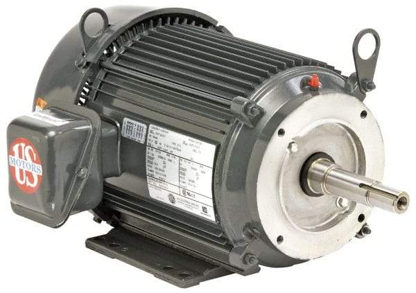 US Motors - 3 hp, TEFC Enclosure, No Thermal Protection, 1,760 RPM, 230/460 Volt, 60 Hz, Three Phase Premium Efficient Motor - Size 182 Frame, Rigid Mount, 1 Speed, Ball Bearings, 8/4 Full Load Amps, F Class Insulation, Reversible - All Tool & Supply