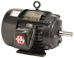 US Motors - 10 hp, TEFC Enclosure, No Thermal Protection, 1,765 RPM, 200 Volt, 60 Hz, Three Phase Energy Efficient Motor - Size 215 Frame, Rigid Mount, 2 Speed, Ball Bearings, 31 Full Load Amps, F Class Insulation, Reversible - All Tool & Supply