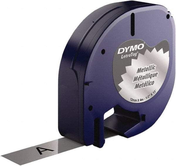 Dymo - 1/2" Wide x 156" Long, Black on Silver Metallic Tape - For DYMO Letratag Printers - All Tool & Supply