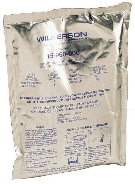 Wilkerson - Replacement Desiccant Kit with 15 Bags - For Use with Multiple Recharge for X03, X04 & X25 Dryer - All Tool & Supply