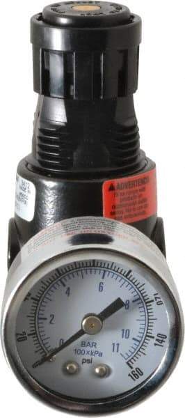 Wilkerson - 1/8 NPT Port, 13 CFM, Zinc Miniature Regulator - 2 to 125 psi Range, 300 Max psi Supply Pressure, 1/8" Gauge Port Thread, 1.65" Wide x 2.88" High - All Tool & Supply