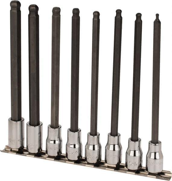 SK - 8 Piece 3/8" Drive Metric Ball Hex Bit Socket Set - 3 to 10mm Hex - All Tool & Supply