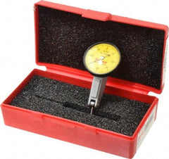 Starrett - 0.8 mm Range, 0.01 mm Dial Graduation, Horizontal Dial Test Indicator - 1-3/8 Inch Yellow Dial, 0-40-0 Dial Reading - All Tool & Supply