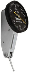 Starrett - 0.03 Inch Range, 0.0005 Inch Dial Graduation, Horizontal Dial Test Indicator - 1-3/8 Inch Black Dial, 0-15-0 Dial Reading - All Tool & Supply