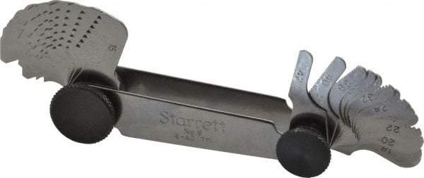 Starrett - 30 Leaf, 4 to 42 TPI Range, Steel Screw Pitch Gage - 60° Thread Angle - All Tool & Supply