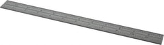 Starrett - 12 Inch Long Blade, 16R Graduation Combination Square Blade - Satin Chrome Finish, Steel, 1/100, 1/64, 1/50 and 1/32 Inch Graduation - All Tool & Supply