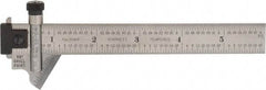 Starrett - 6 Inch Long, 59° Bevel Angle, Ruler Drill Point Gage - 1/32 Inch Bevel x 1/64 to 1/8 Ruler Graduation, Removable and Adjustable Ruler Hook, Depth Gage, Hook Rule, Plain Rule, Slide Caliper Function, Use with Rules 18.7mm Wide by 3/64 Inch Thick - All Tool & Supply