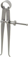 Starrett - 4 Inch Leg, Spring Joint, Steel, Polished, Inside Caliper - 4 Inch Max Measurement, 100mm Max Measurement, Flat Leg with Quick Nut Adjustment - All Tool & Supply