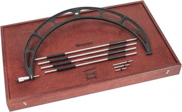 Starrett - 20 to 24" Range, 4 Piece Mechanical Outside Micrometer Set - 0.001" Graduation, Ratchet Stop Thimble, Steel Face - All Tool & Supply