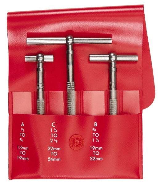 Starrett - 3 Piece, 1/2 to 2-1/8 Inch, Telescoping Gage Set - 2-3/8 Inch Long Handles, Includes Case - All Tool & Supply