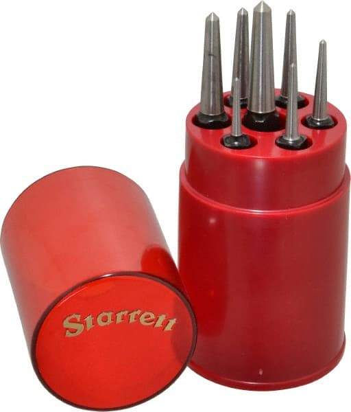 Starrett - 7 Piece, 1/16 to 1/4", Center Punch Set - Square Shank, Comes in Round Plastic Container - All Tool & Supply