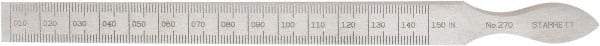 Starrett - 0.01 to 0.15 Inch Measurement, 1 Leaf Taper Gage - 6-1/4 Inch Long, Tool Steel, 0.001 Inch Graduation - All Tool & Supply