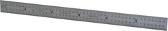 Starrett - 6" Long, 1/64, 1/50, 1/32, 1/10" Graduation, Flexible Steel Rule - 3R Graduation Style, 1/2" Wide, Silver, Satin Chrome Finish - All Tool & Supply