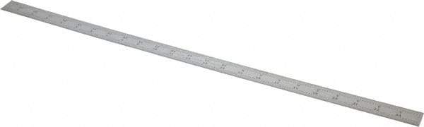 Starrett - 24" Long, 1/64, 1/50, 1/32, 1/10" Graduation, Flexible Steel Rule - 3R Graduation Style, 1" Wide, Silver, Satin Chrome Finish - All Tool & Supply