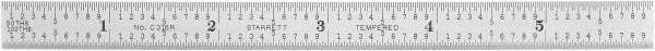 Starrett - 6" Long, 1/100, 1/64, 1/50, 1/32" Graduation, Flexible Steel Rule - 16R Graduation Style, 1/2" Wide, Silver, Satin Chrome Finish - All Tool & Supply