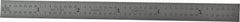 Starrett - 5-3/4" Long, 1/64, 1/32" and 0.5, 1mm Graduation, Flexible Steel Rule - English/Metric Graduation Style, 1/2" Wide, Silver, Satin Chrome Finish - All Tool & Supply