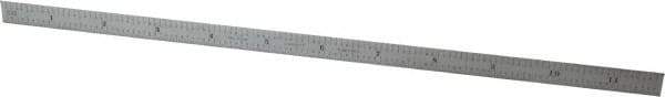 Starrett - 11-3/4" Long, 1/50, 1/10" and 0.5, 1mm Graduation, Flexible Steel Rule - Decimal/Metric Graduation Style, 1/2" Wide, Silver, Satin Chrome Finish - All Tool & Supply