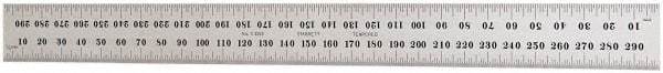 Starrett - 300mm Long, 0.5, 1mm Graduation, Flexible Steel Rule - Metric Graduation Style, 1" Wide, Silver, Satin Chrome Finish - All Tool & Supply